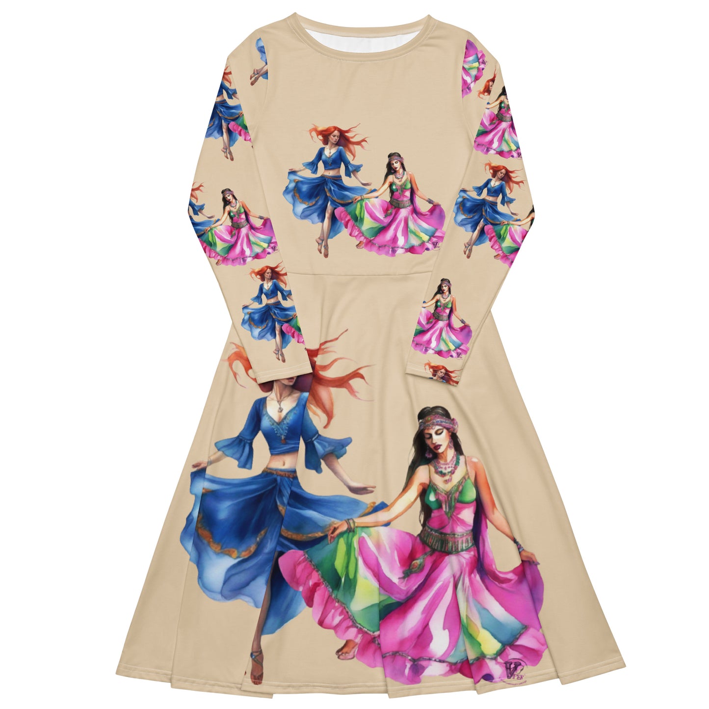 PLUS SIZE SLEEVE MIDI DRESS
