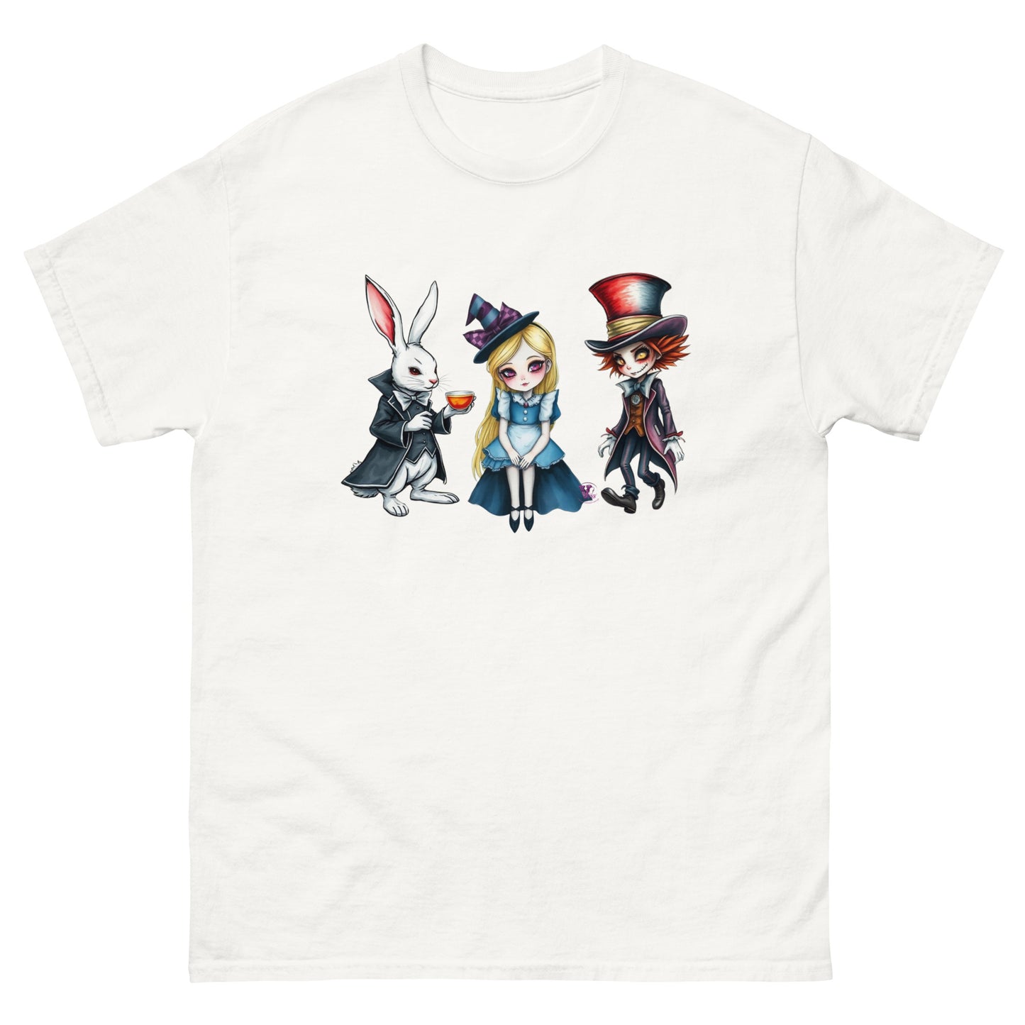 short-sleeved round neckline front print with alice in wonderland tshirt google galoreonline.shop