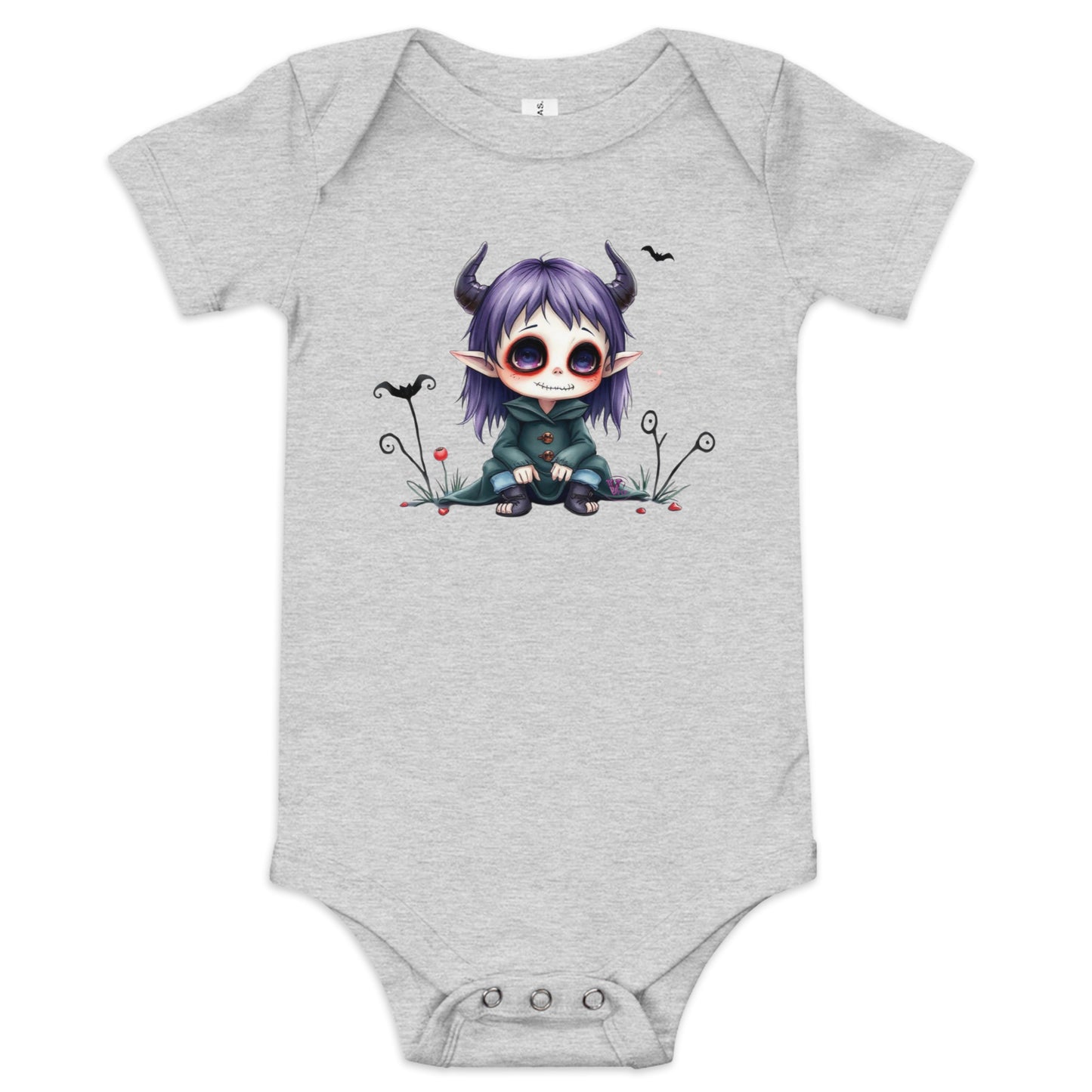 CREEPY goth LITTLE GIRL - BABY SHORT SLEEVE ONE PIECE
