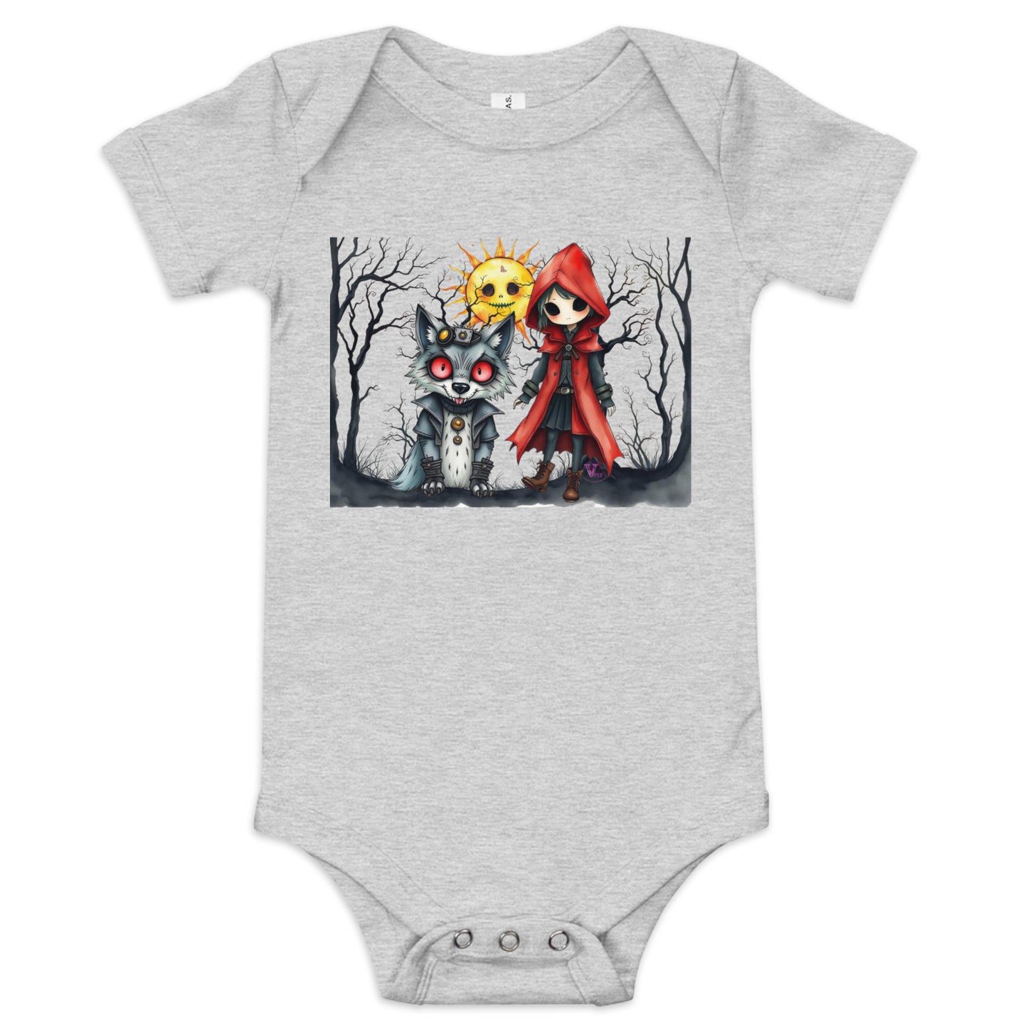 GOTH RED HOOD  BABY SHORT SLEEVE ONE PIECE