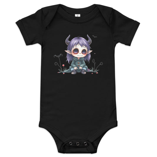 CREEPY goth LITTLE GIRL - BABY SHORT SLEEVE ONE PIECE