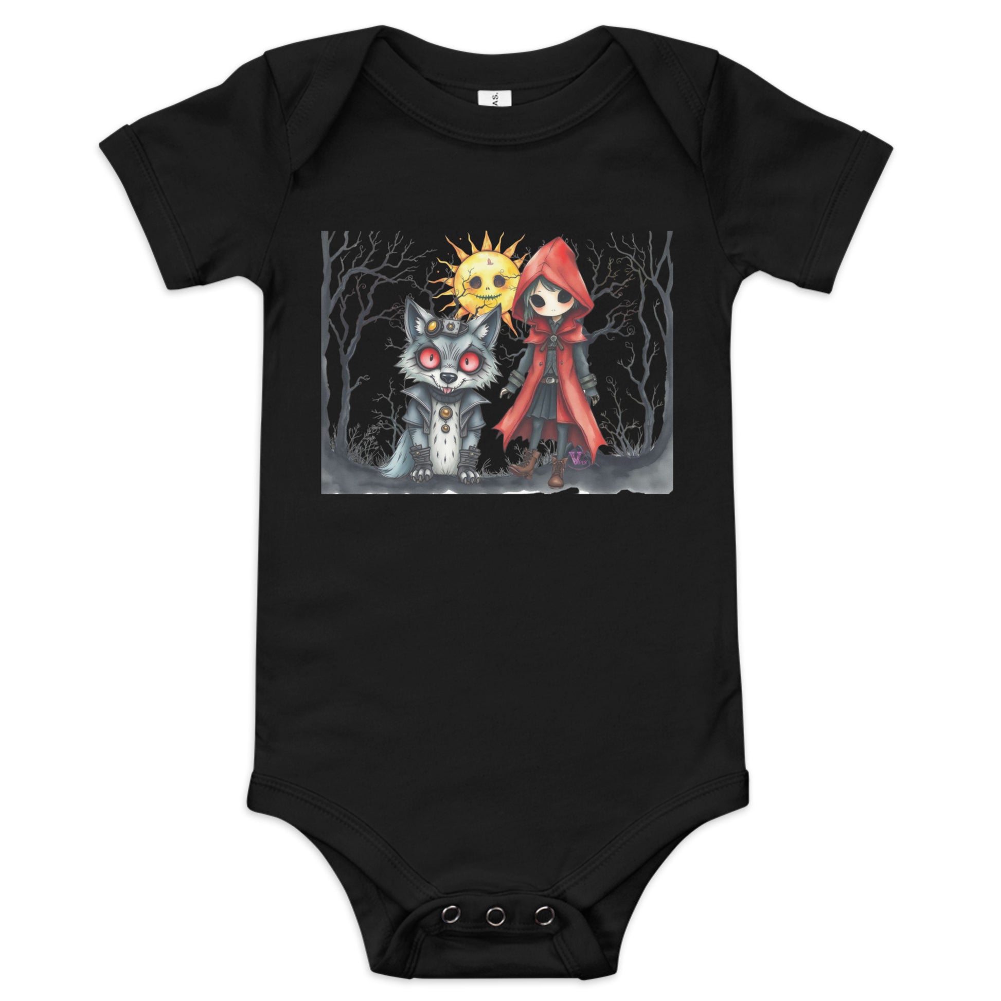 GOTH RED HOOD  BABY SHORT SLEEVE ONE PIECE