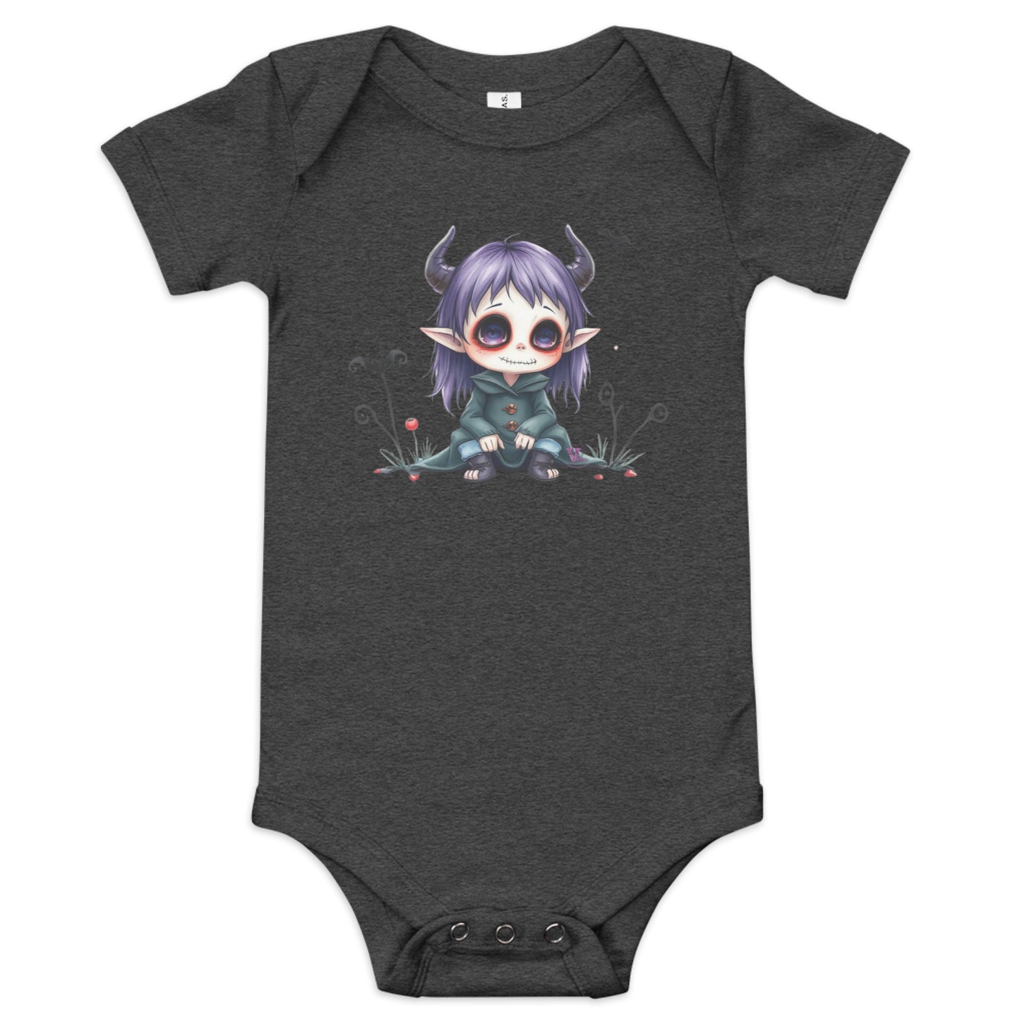 CREEPY goth LITTLE GIRL - BABY SHORT SLEEVE ONE PIECE