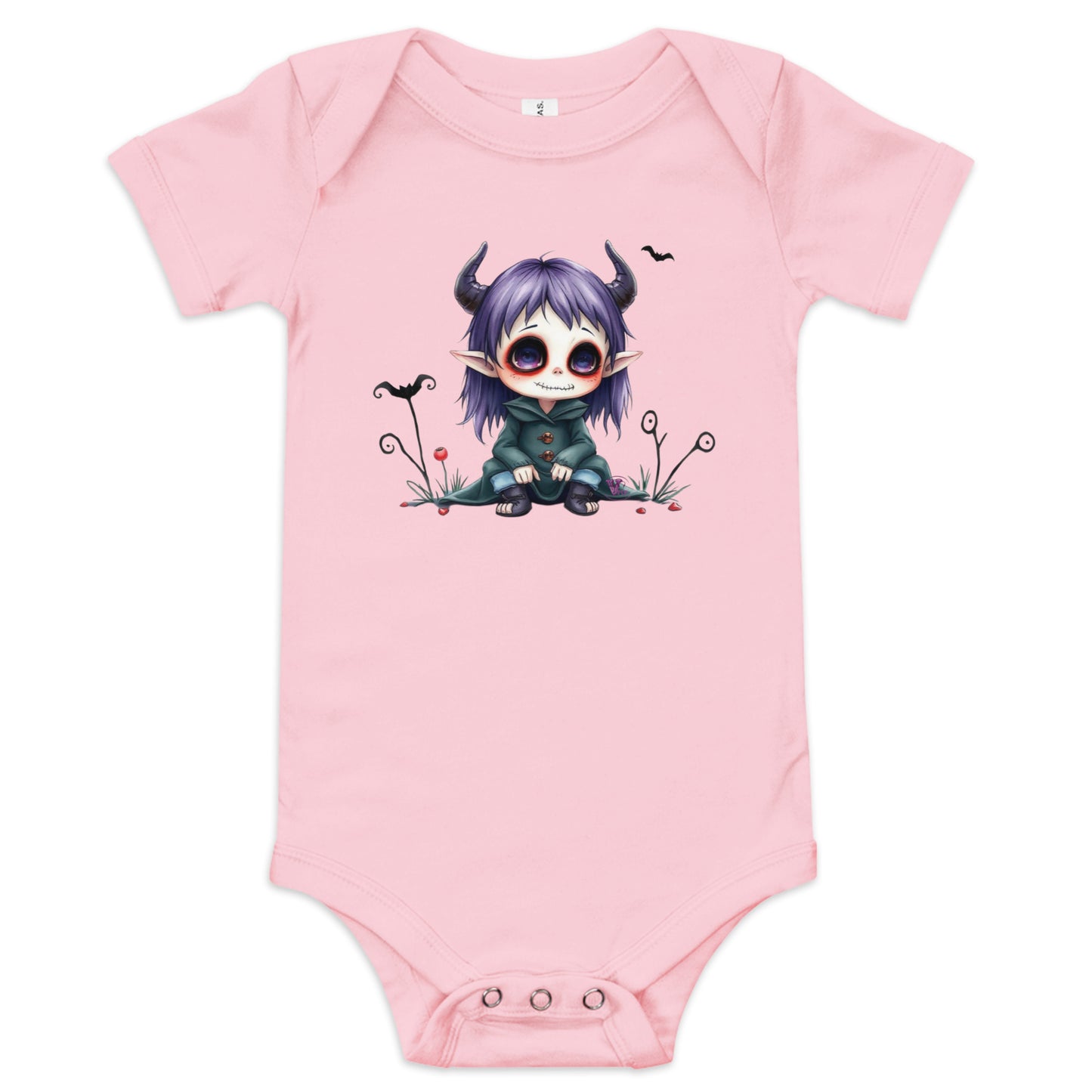 CREEPY goth LITTLE GIRL - BABY SHORT SLEEVE ONE PIECE