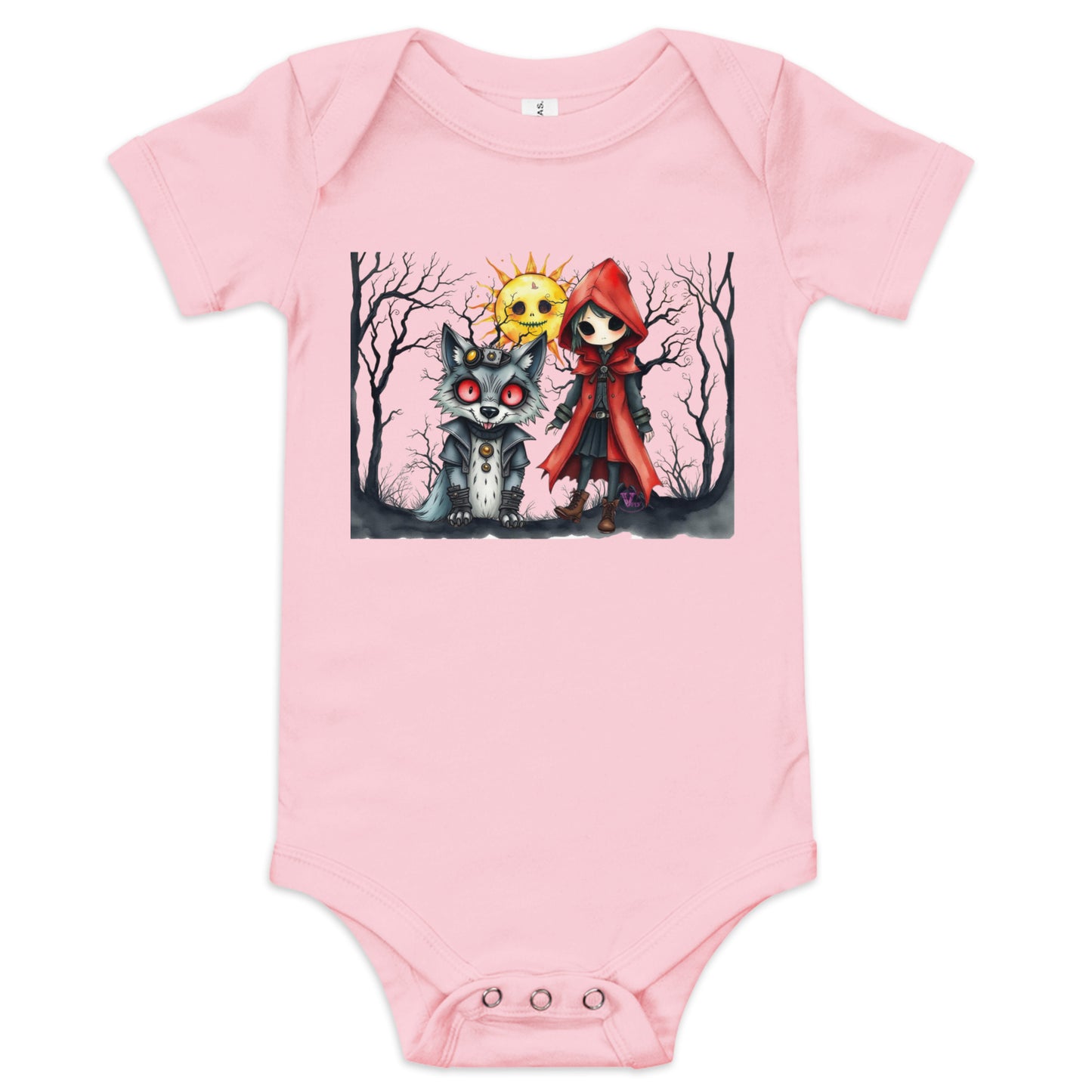 GOTH RED HOOD  BABY SHORT SLEEVE ONE PIECE