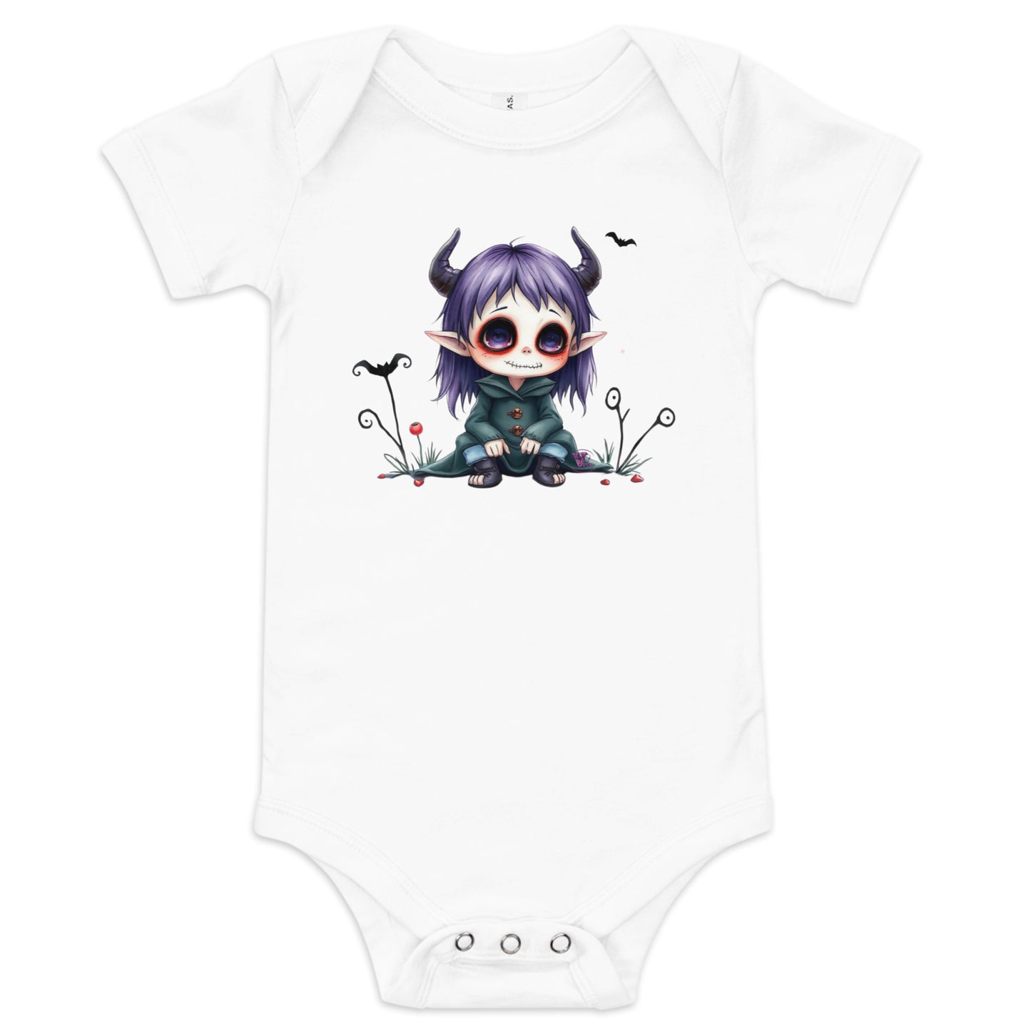 CREEPY goth LITTLE GIRL - BABY SHORT SLEEVE ONE PIECE
