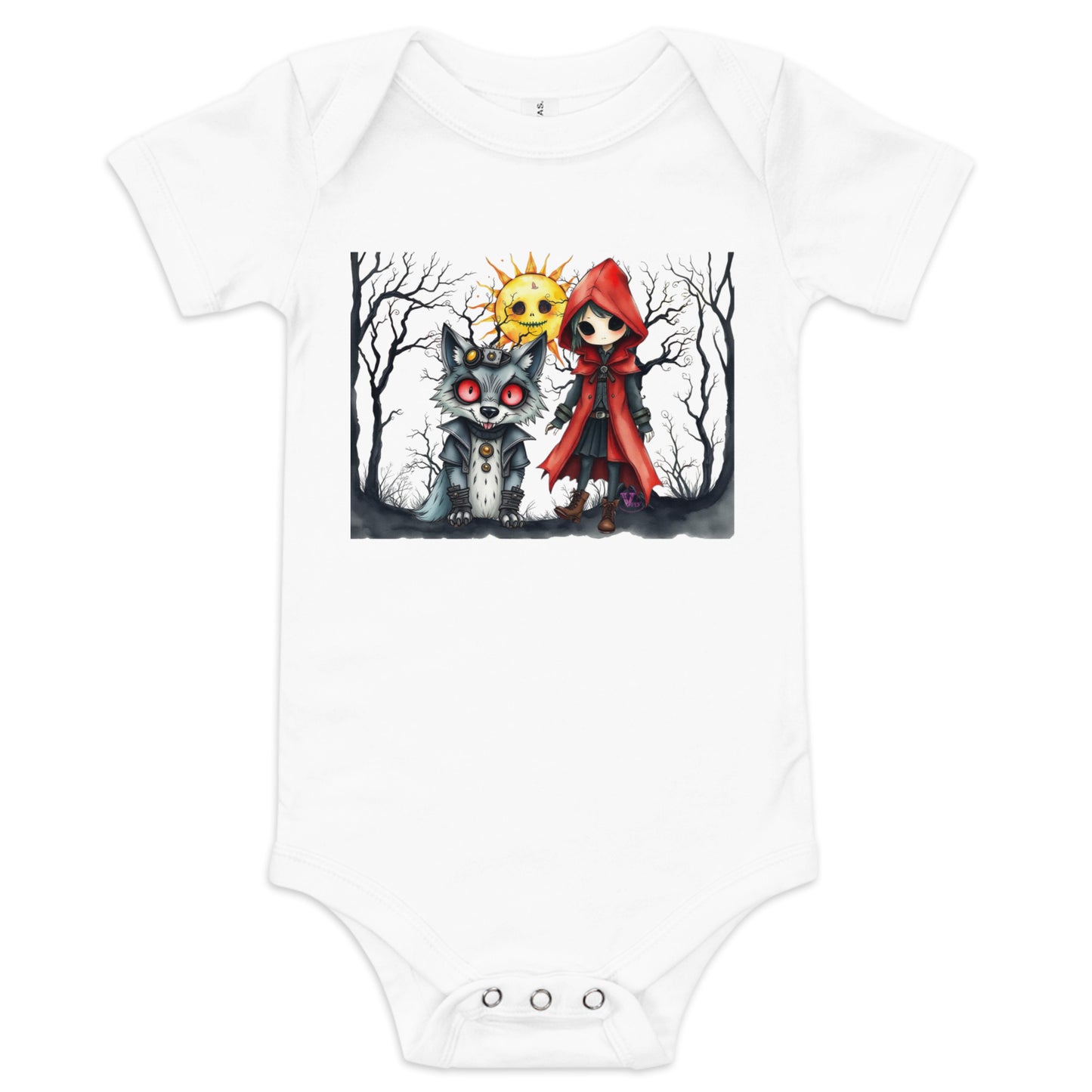 GOTH RED HOOD  BABY SHORT SLEEVE ONE PIECE