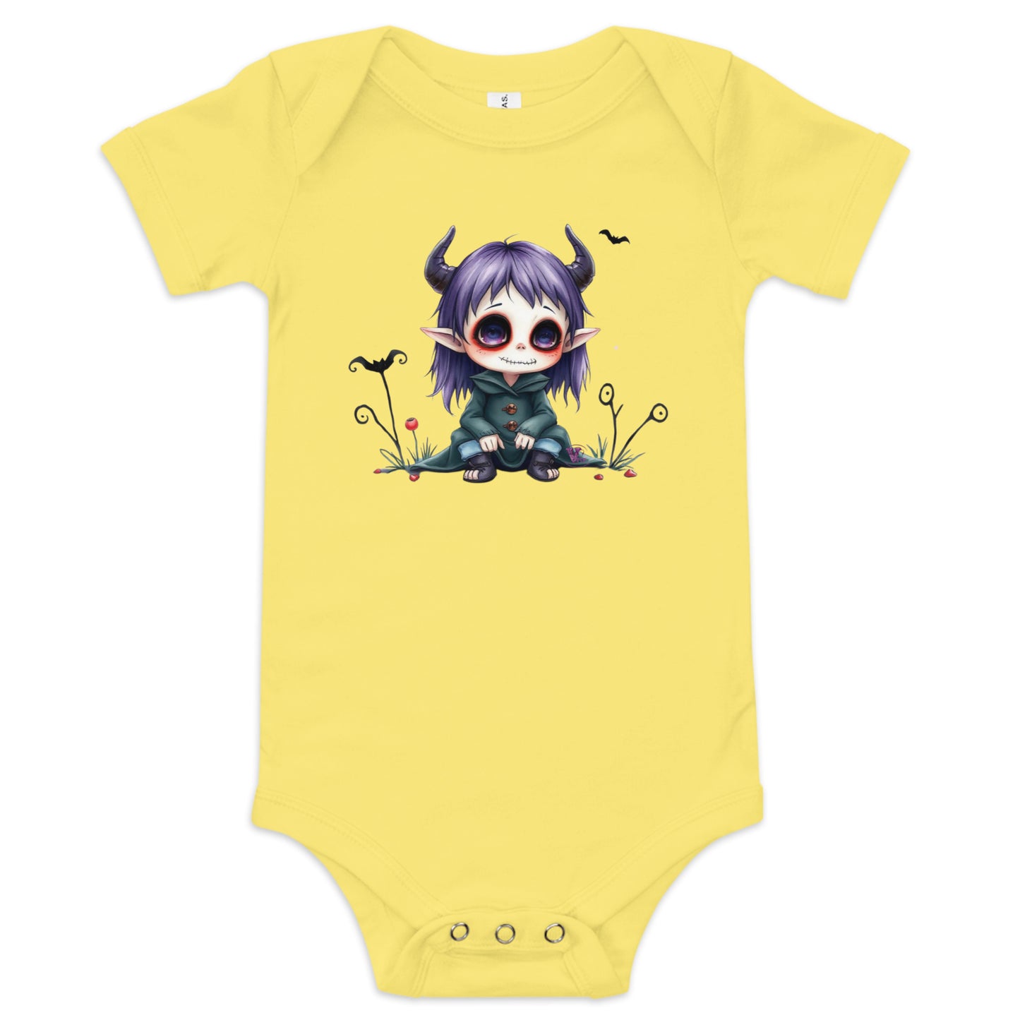 CREEPY goth LITTLE GIRL - BABY SHORT SLEEVE ONE PIECE