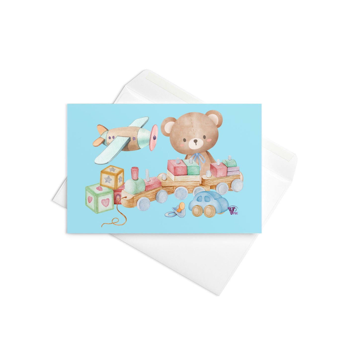 BABY BOY IS LANDED - GREETING CARD